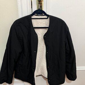 Women's Black Bomber With Snap Buttons